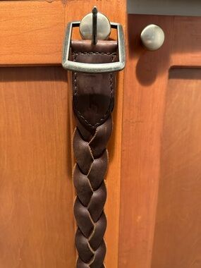 Hollister Braided Brown Leather Belt with Silver Buckle